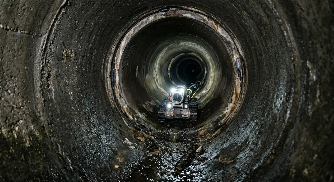 Robotic sewer camera inspecting pipe interior for Sewer Line Cleaning in Springfield